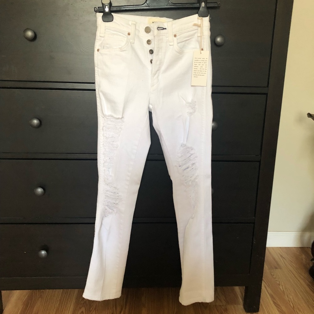 NWT McGuire white distressed straight leg jeans 24